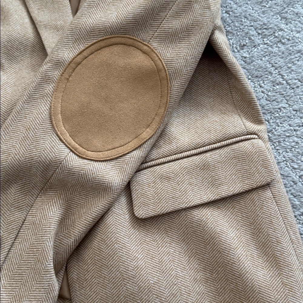 NWT LOFT Classic Beige Herringbone Blazer - Picture 3 of 6